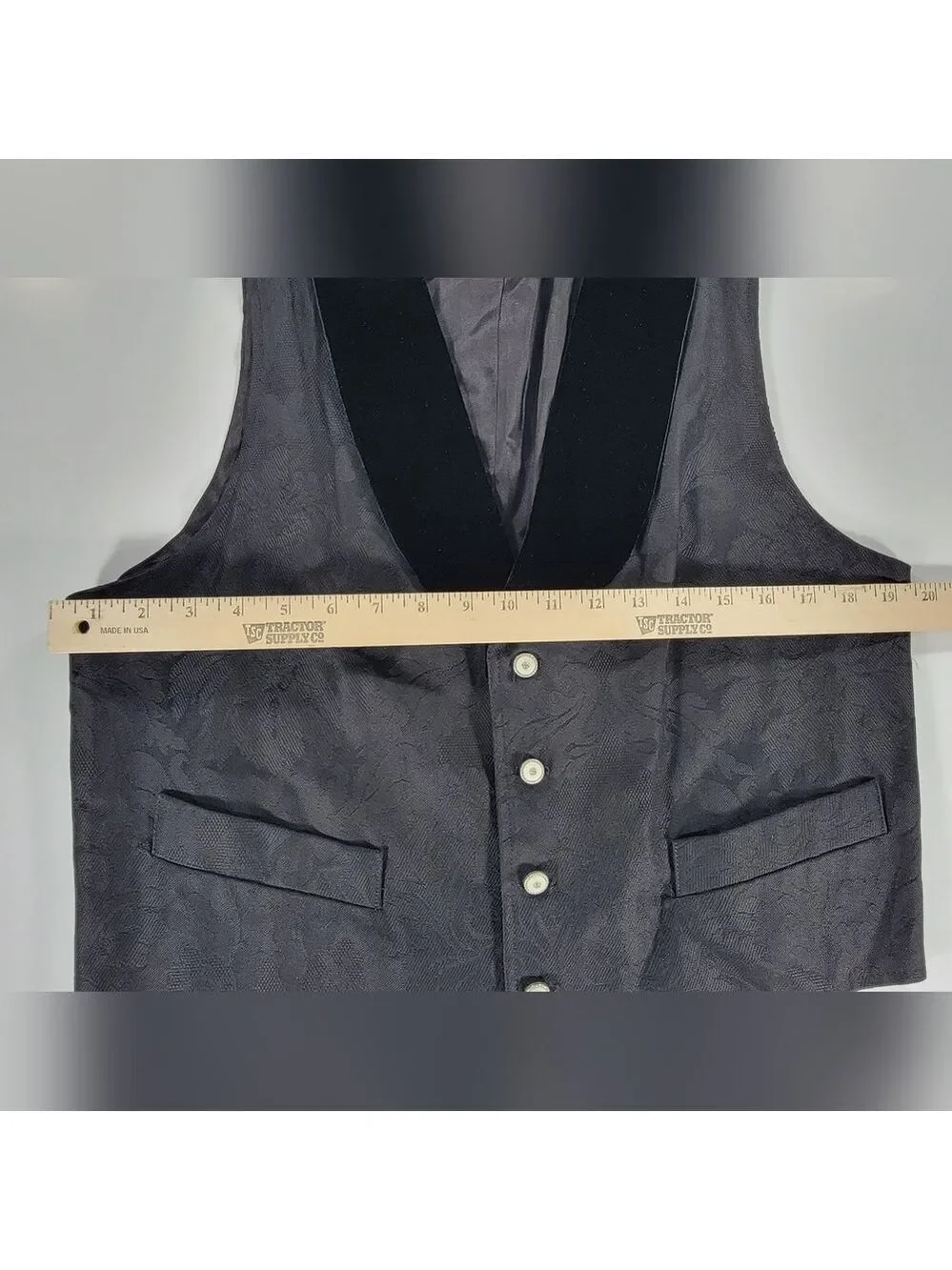 WAH Maker Men's Western Style Vest Medium Velvet Lapels Button Damask Adjustable
